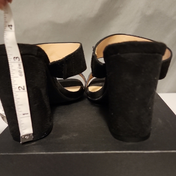 Black Block Heel Mules with Suede Straps - Picture 5 of 6